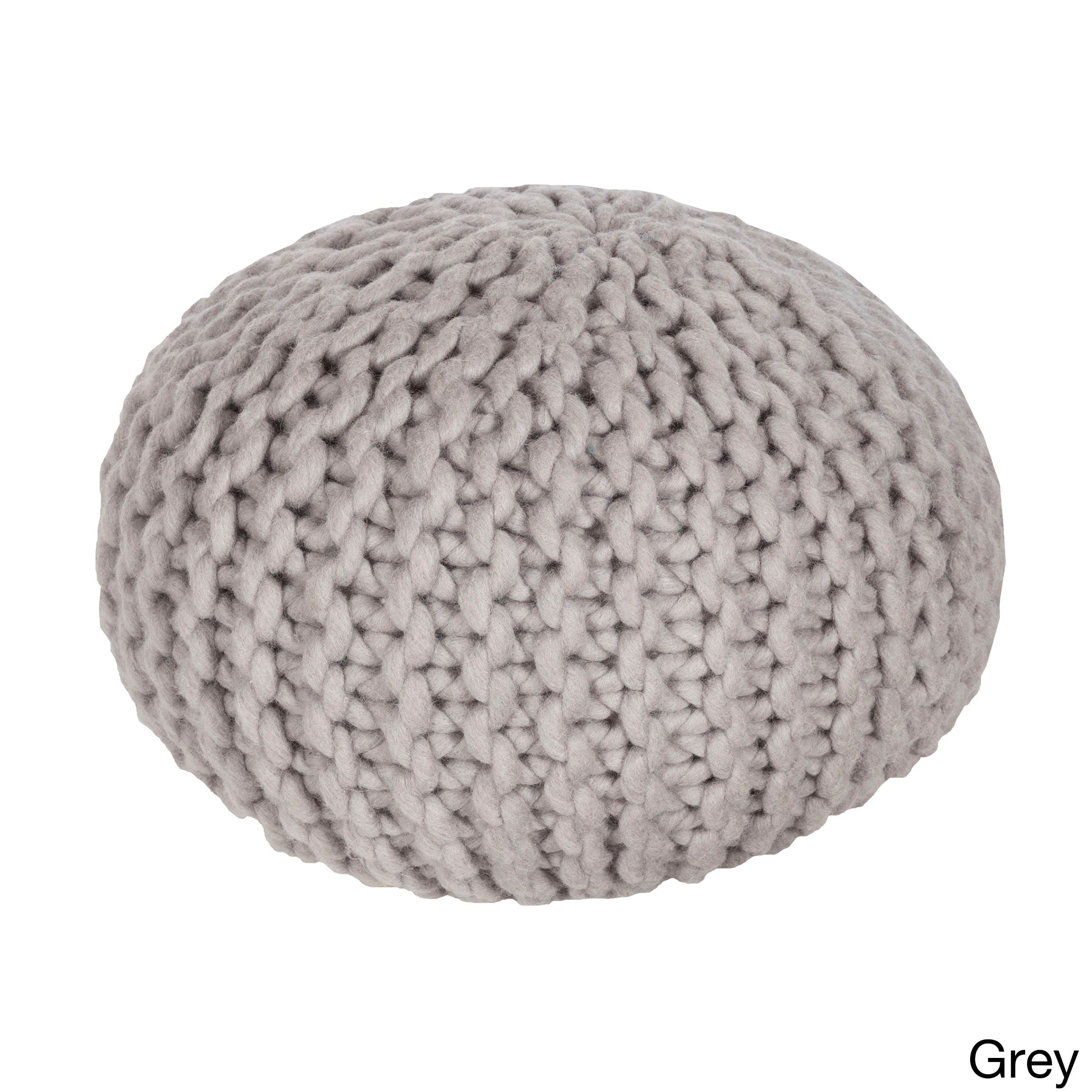 Solid Beth Round Wool 20 Inch Pouf