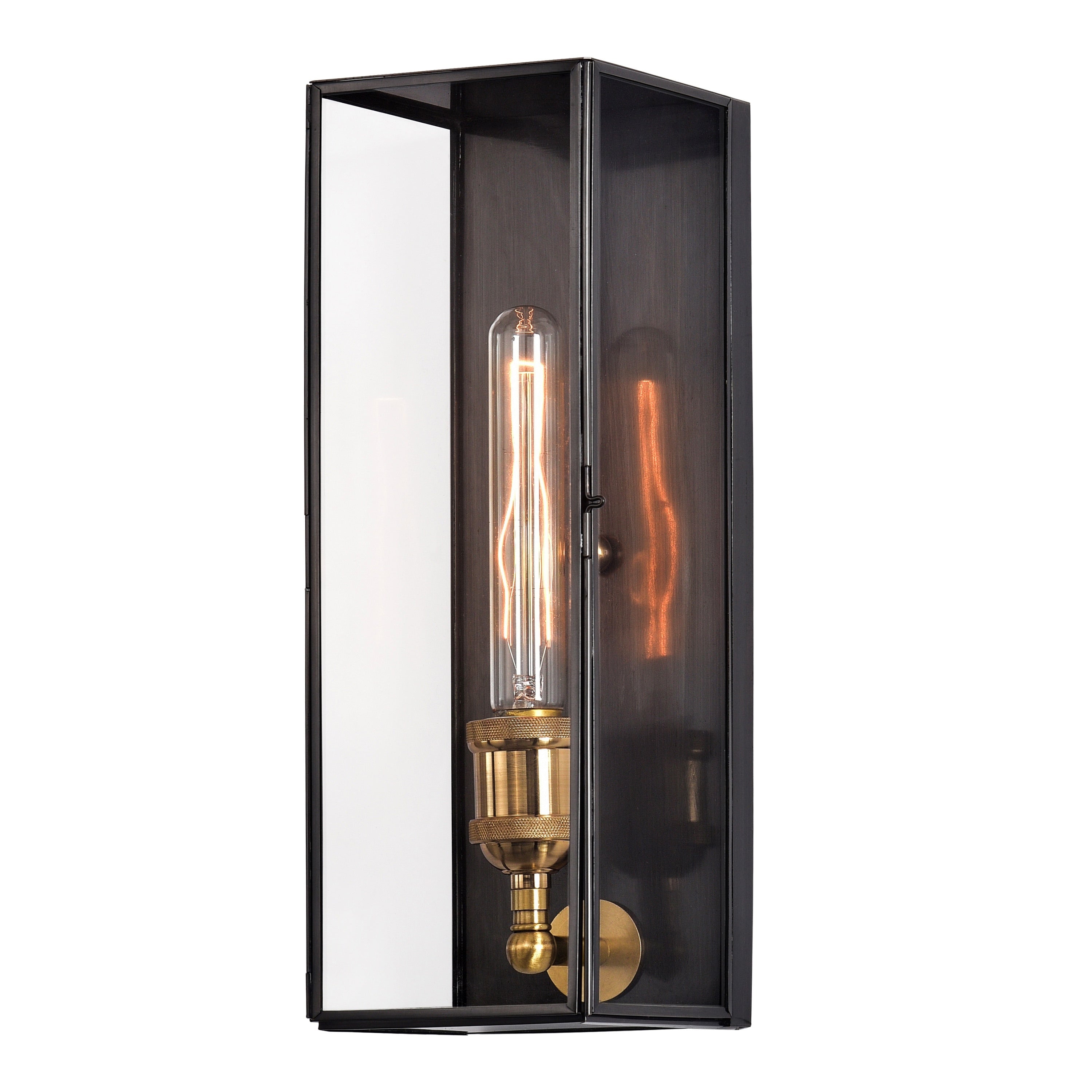 Dark Bronze Finish Clear Glass Retangle Box Outdoor Wall Lantern