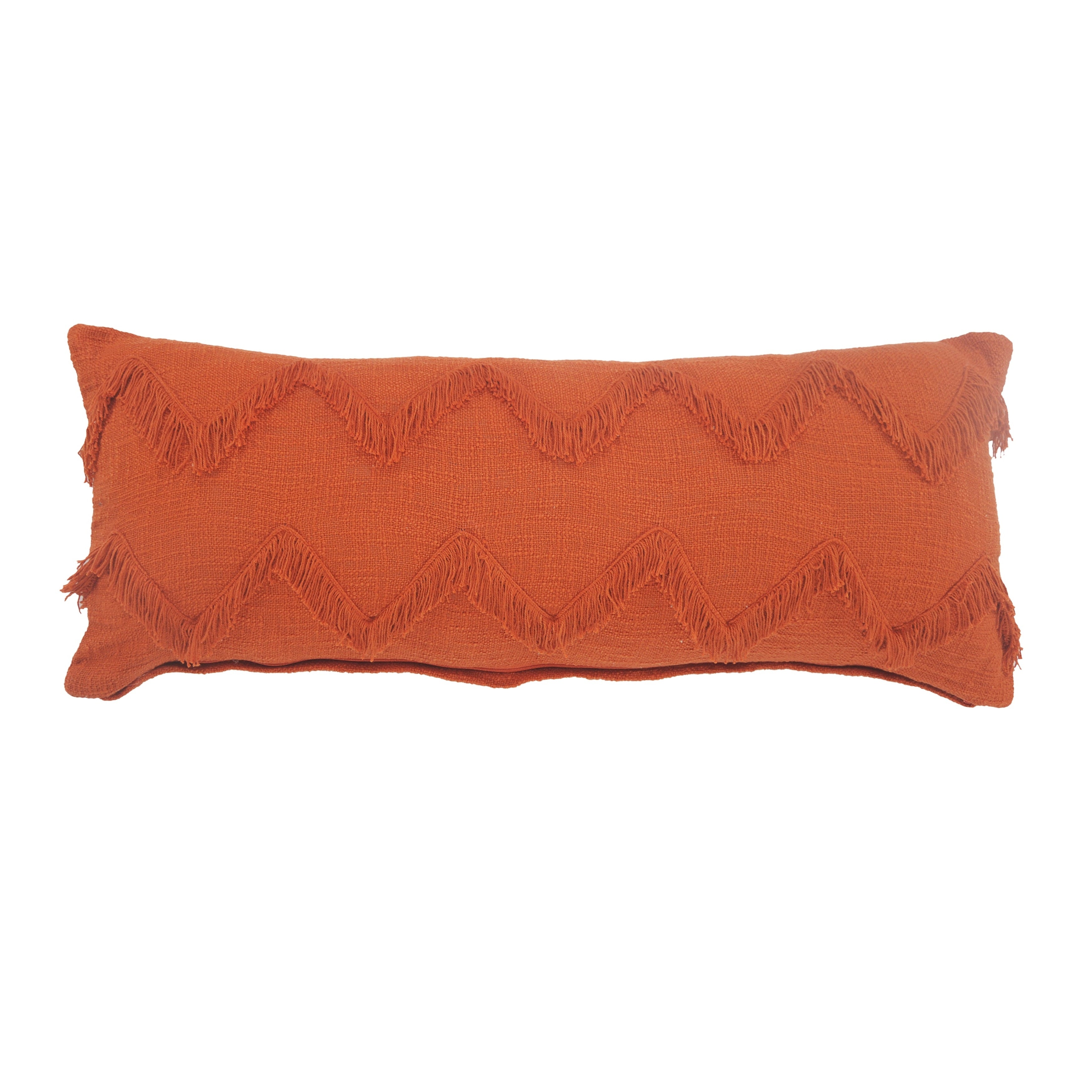 Solid Cinnamon Chevron Shag Lumbar Throw Pillow