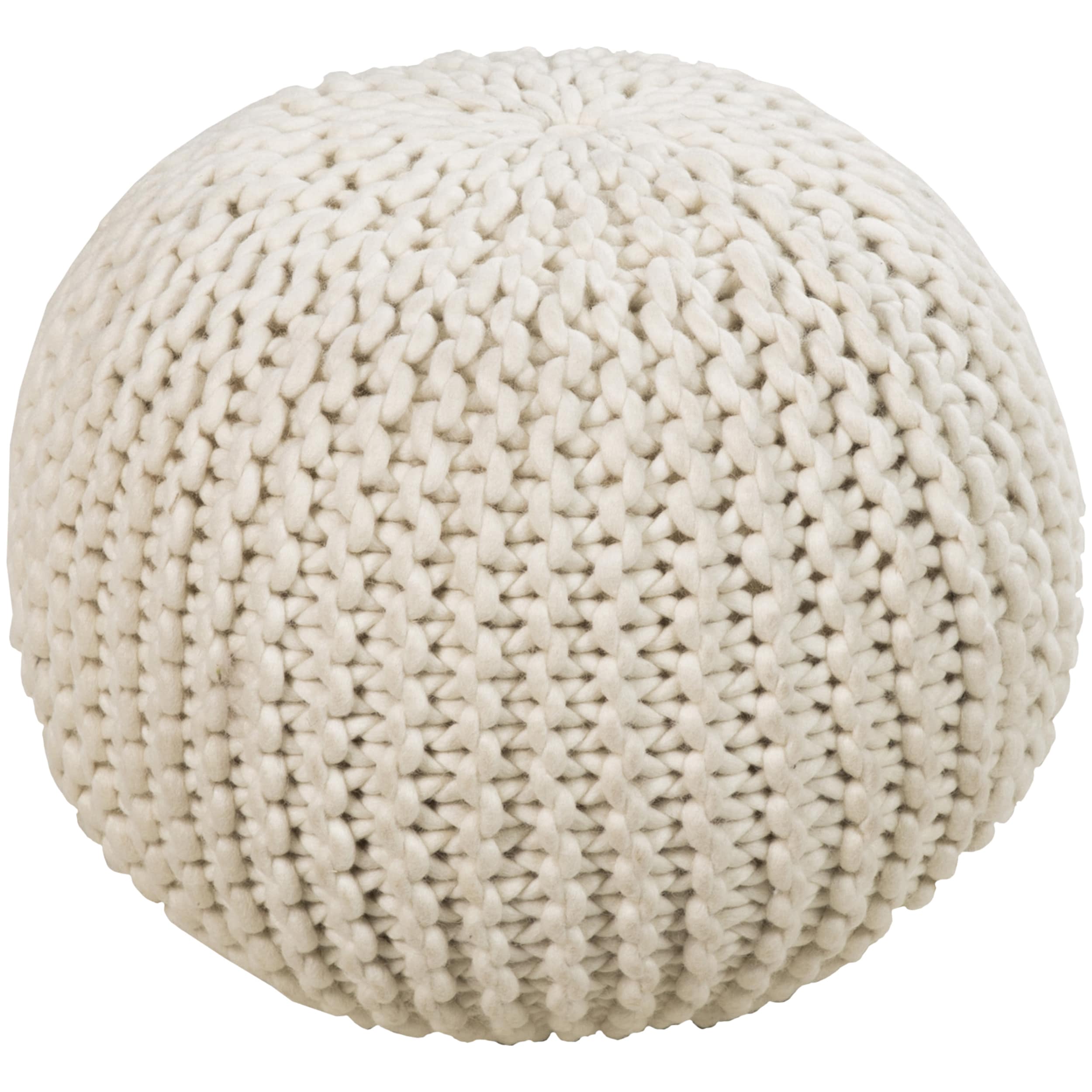 Solid Daly Round Wool 18 Inch Pouf