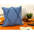 Solid Denim Blue Diamond Tufted Throw Pillow