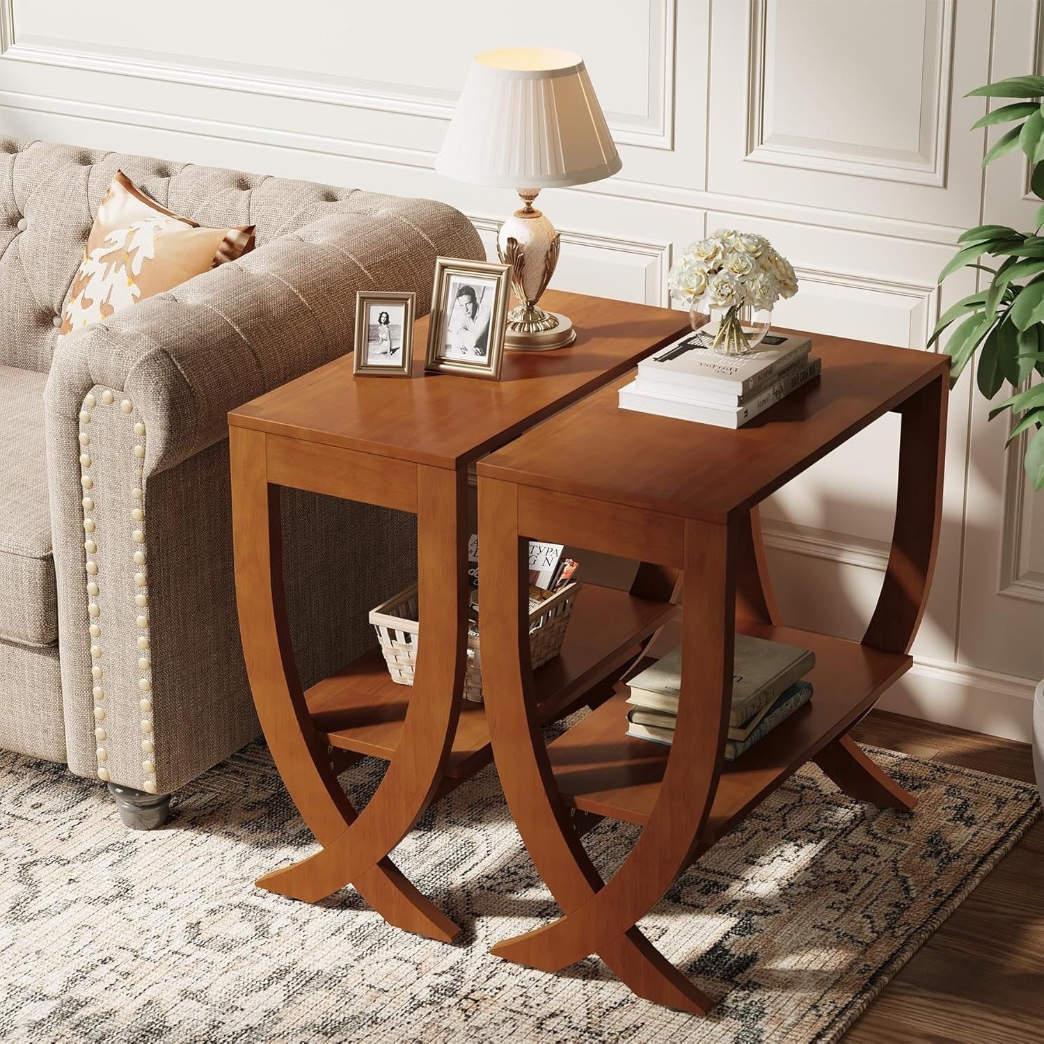 Solid End Table 2 Tier Couch Side Table
