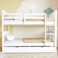 Solid Full Size Bunk Bed With Trundle Ladder And Safety Guardrails