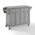 Solid Granite Top Kitchen Cart Island In Vintage Grey