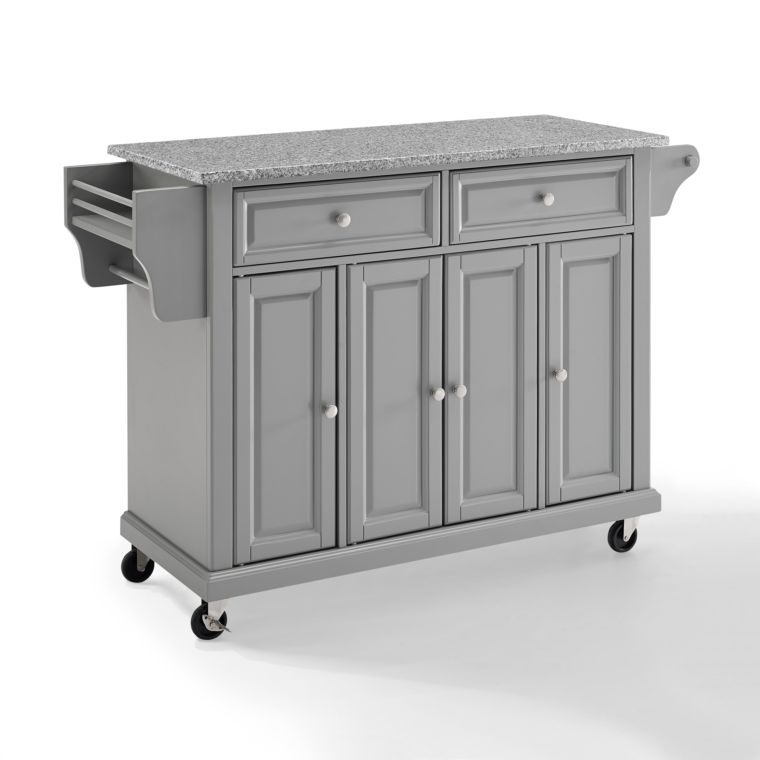 Solid Granite Top Kitchen Cart Island In Vintage Grey