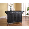 Black Solid Granite Top Kitchen Cart Island