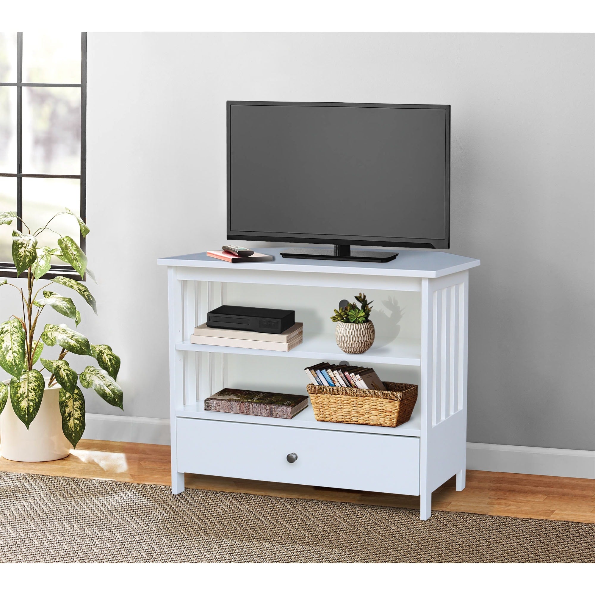 Unfinished Solid Parawood Mission Corner Tv Stand N A