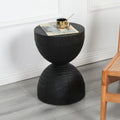 Solid Mango Wood Side End Table In Black 17.7 Inch Round Contemporary Wooden Accent Table Small Round Plant Stand