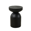 Solid Mango Wood Side End Table In Black 17.7 Inch Round Contemporary Wooden Accent Table Small Round Plant Stand