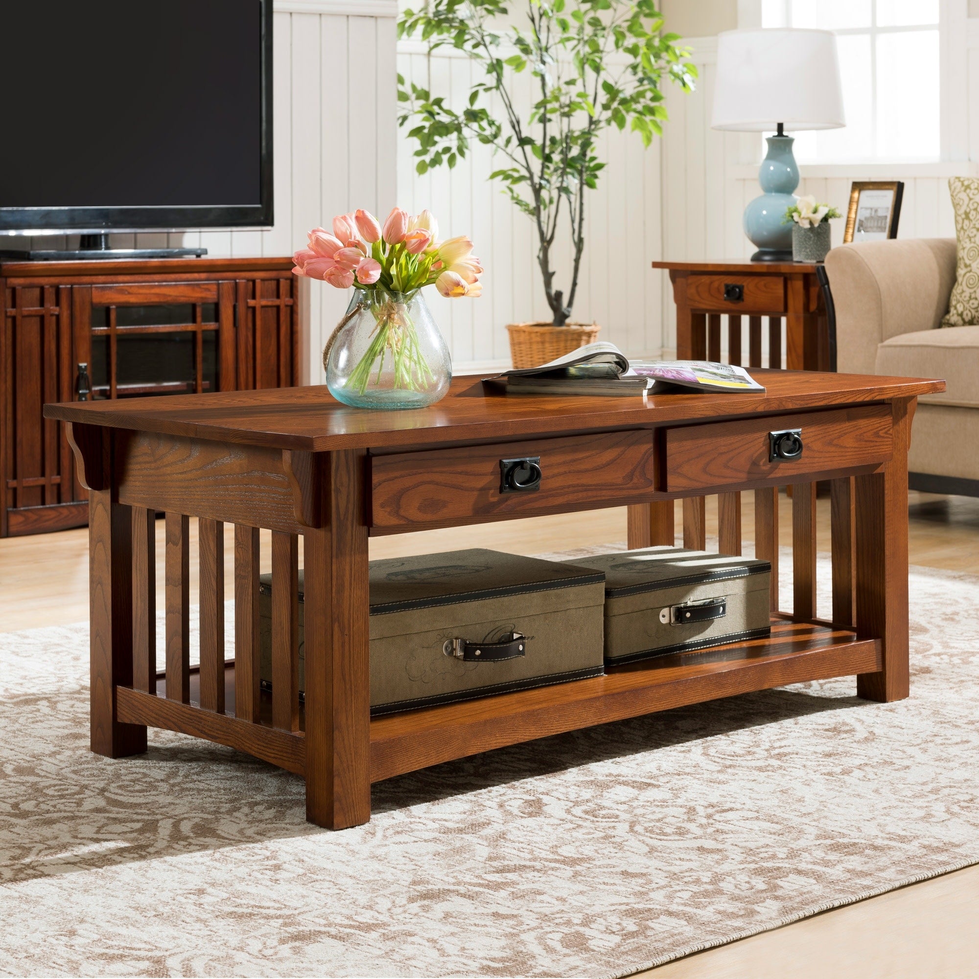 Solid Oak Sienna Two Drawer Coffee Table