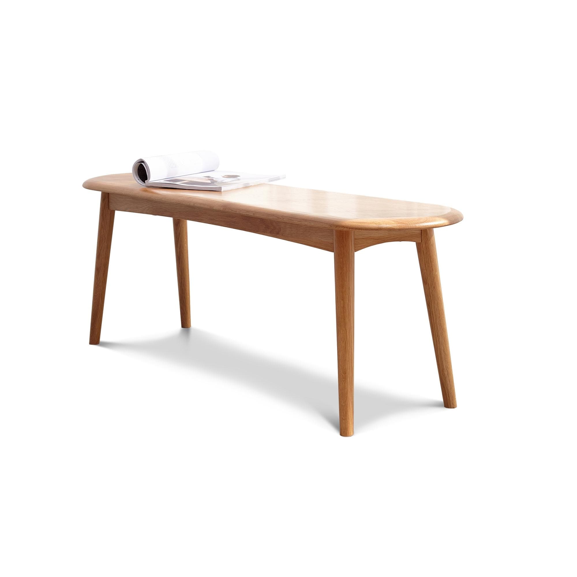Solid Oak Wood Dining Bench With Half Round Design For Living Room