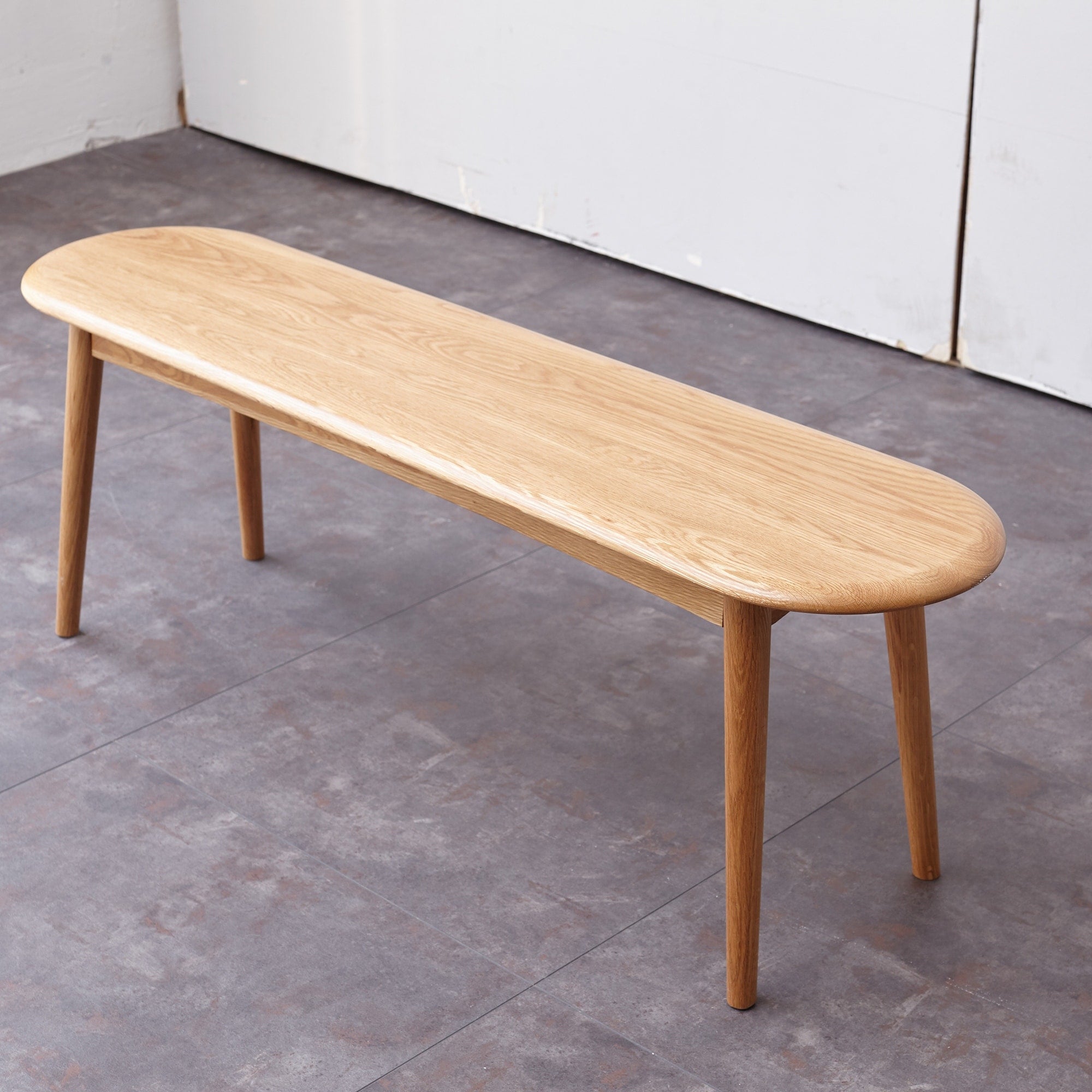 Solid Oak Wood Dining Bench With Half Round Design For Living Room