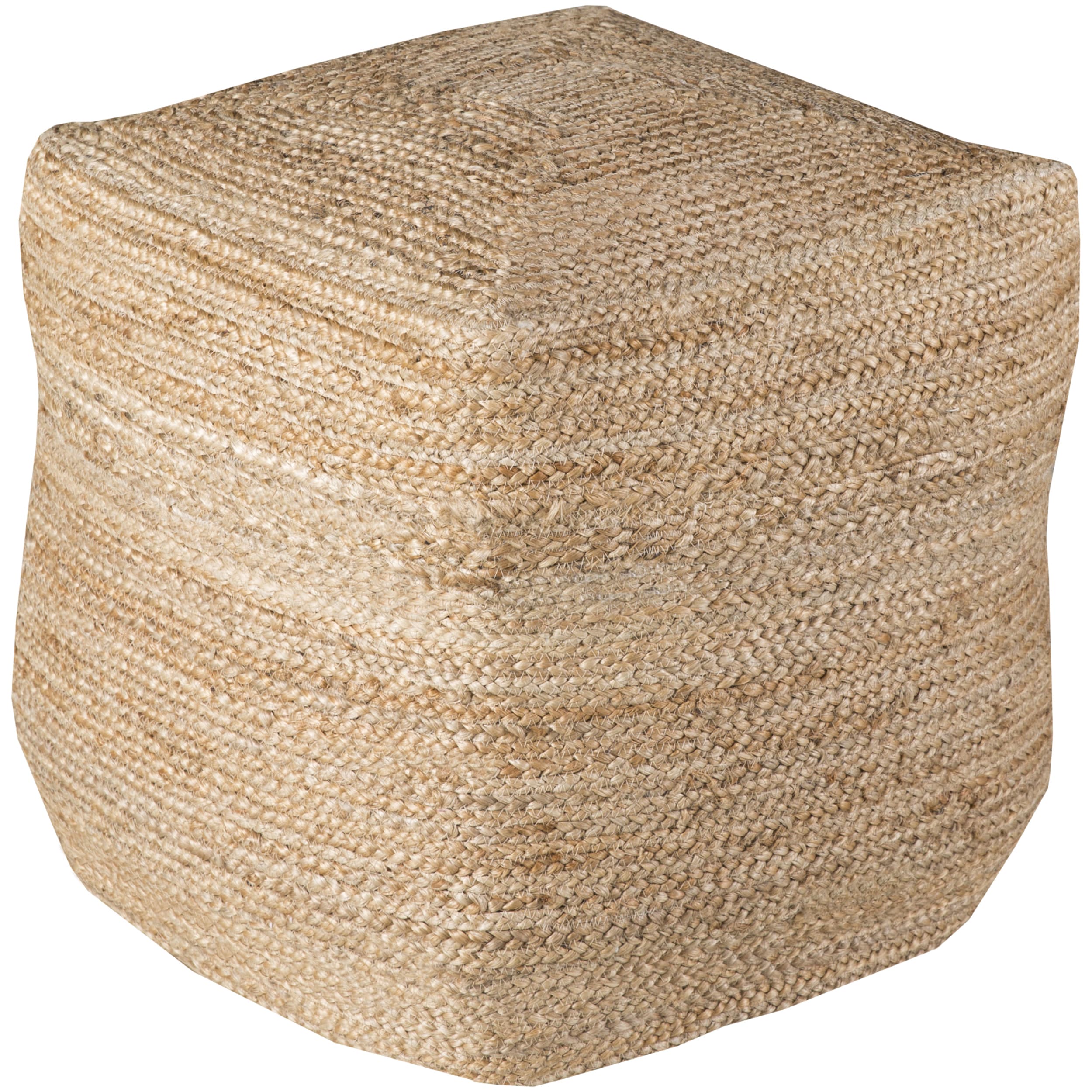 Solid Orly Square Jute 18 Inch Pouf