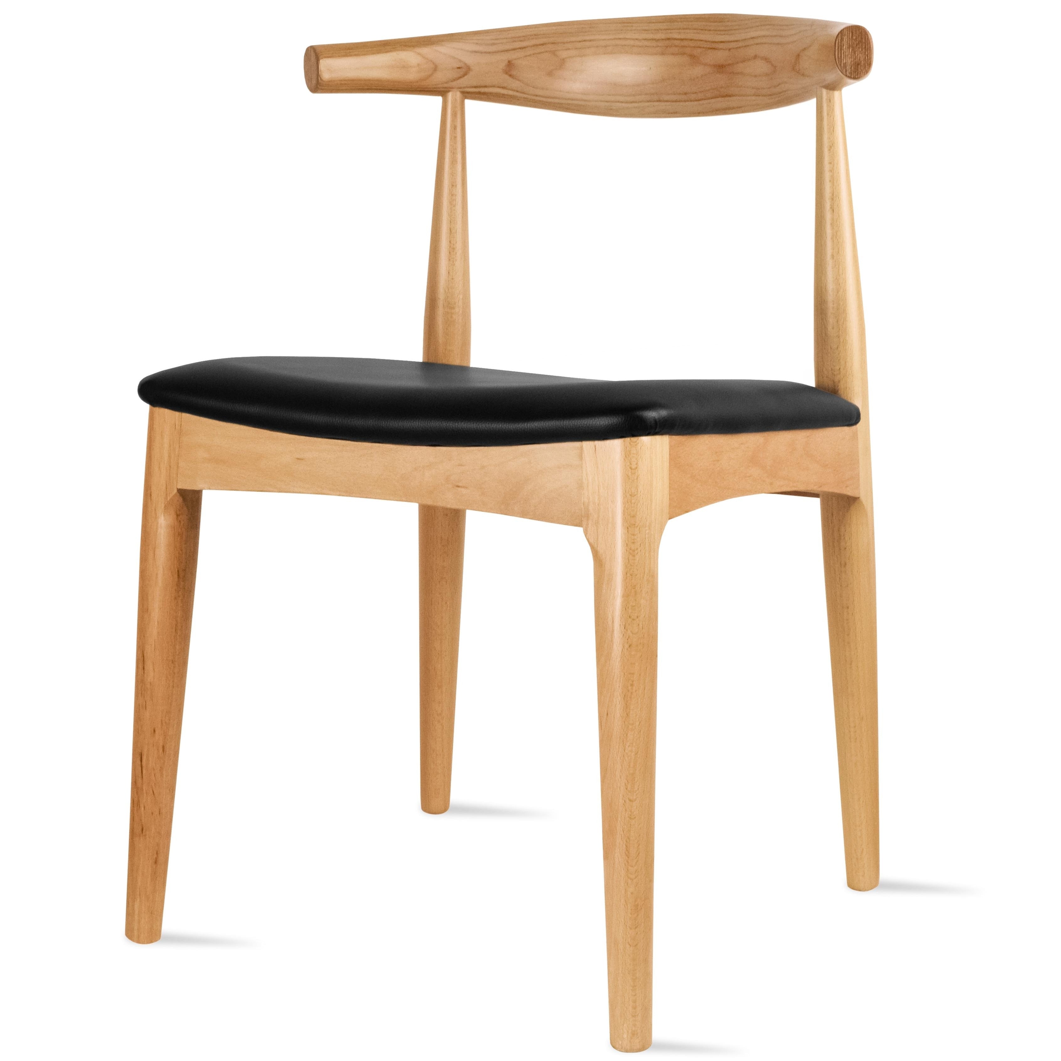 2Xhome Espresso Dark Wood Pu Leather Cushion Seat Elbow Dining Chairs Desk No Arm For Living Room Bedroom Kitchen With Open Back