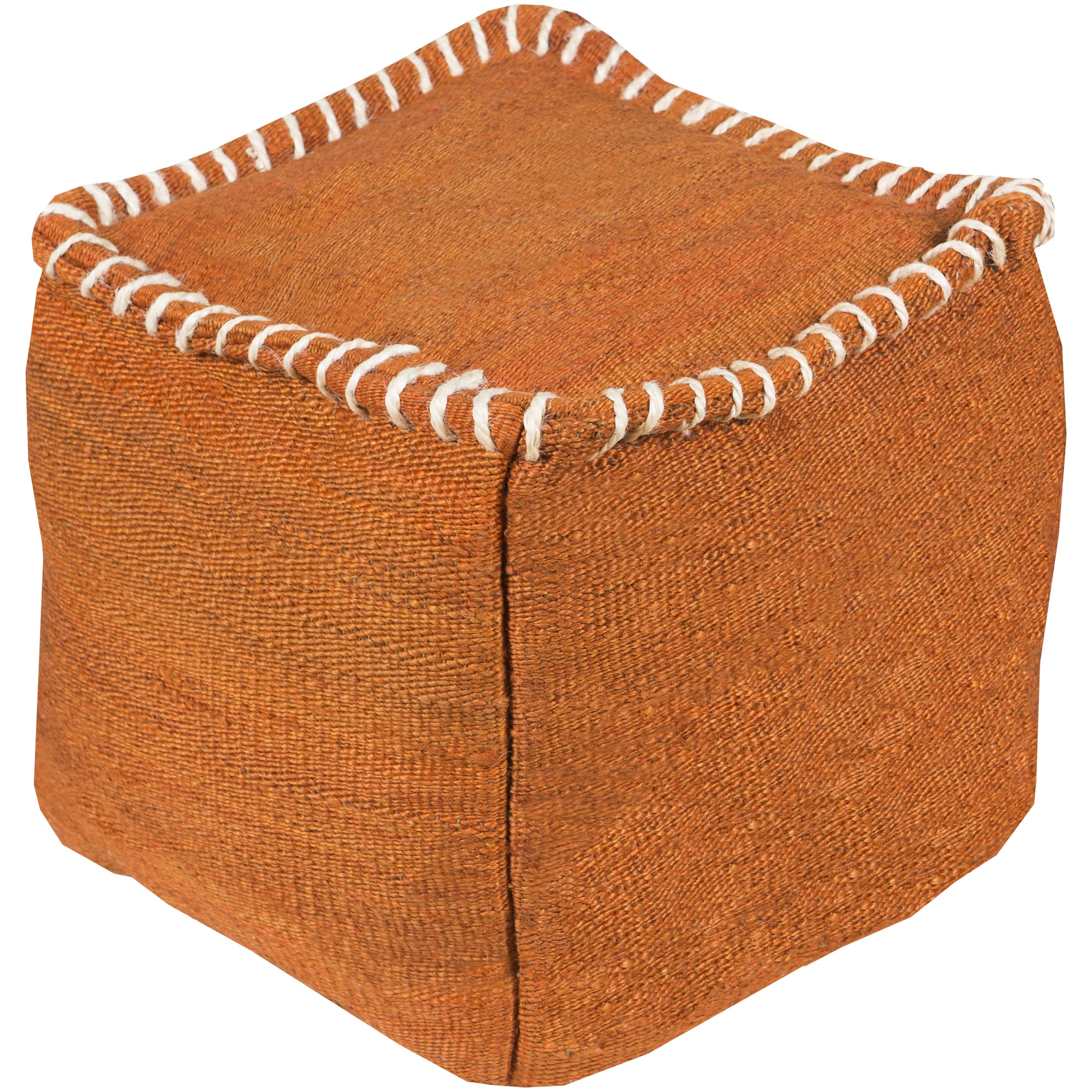 Solid Rosa Square Jute 18 Inch Pouf