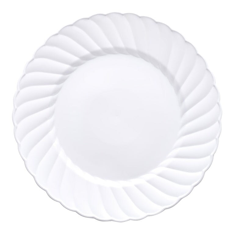 Solid Round Flaired Disposable Plastic Plate Packs Party Supplies