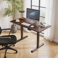 Solid Rubberwood Electric Standing Desk Adjustable Height Sit Stand Desk With Single Motor Office Desk With 2 Tier Legs