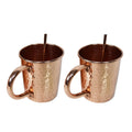 Solid Straight Pair Of 100 Copper Moscow Mule Mugs And Two Straws