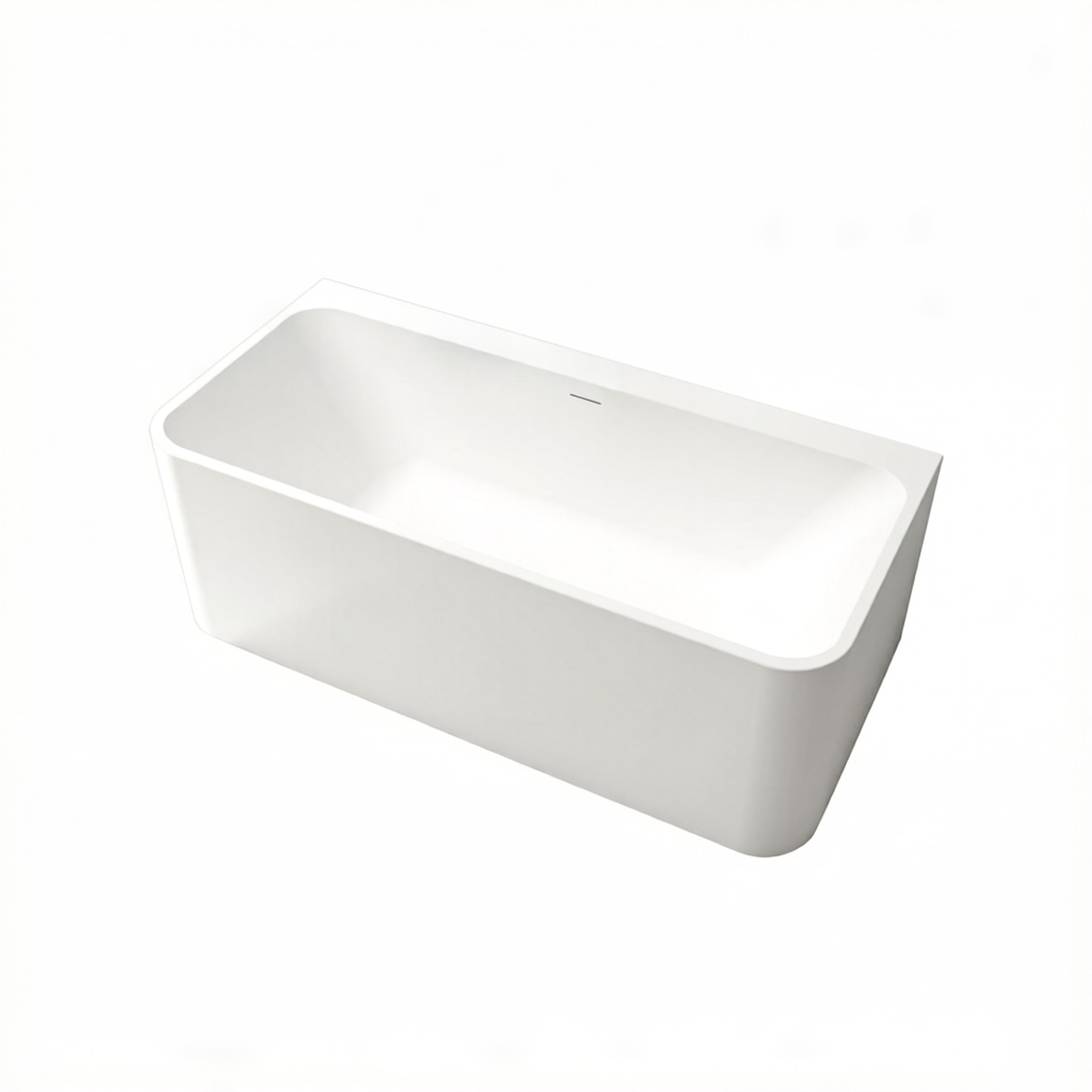 Solid Surface Alcove Soaking Bathtub With Center Drain And Pop Up Drain Matte White Cupc Ce Certified