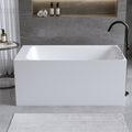 Solid Surface Freestanding Soaking Bathtub With Center Drain And Pop Up Drain Modern Matte White Tubs With Overflow
