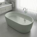 Solid Surface Freestanding Soaking Bathtub With Center Drain And Pop Up Drain Modern Tubs With Overflow