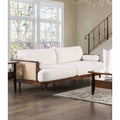 Solid Wood 1Pc Sofa Rattan Details Loose Pillows Modern