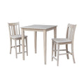 Solid Wood Counter Height Table And 2 San Remo Stools In Washed Gray Taupe