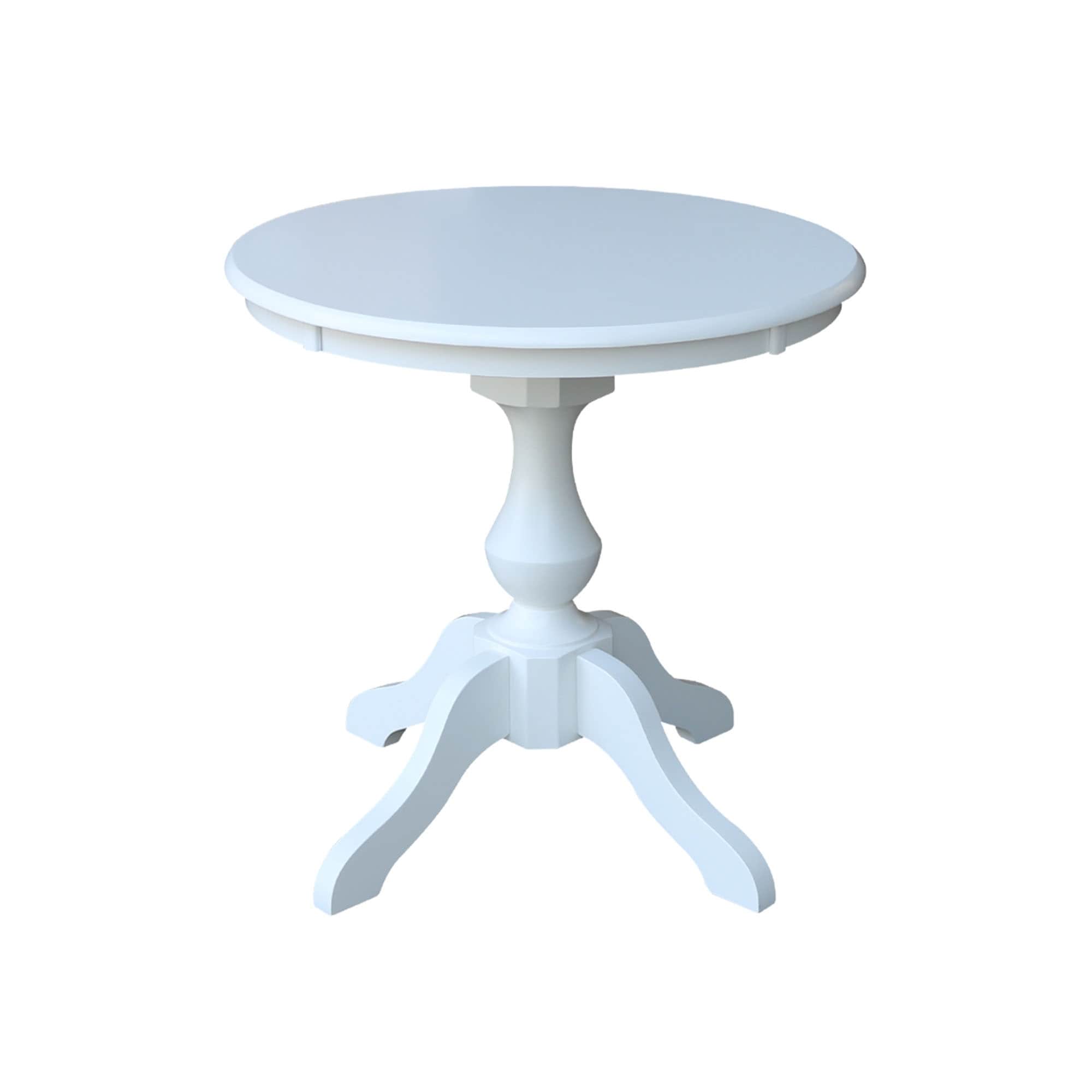 Solid Wood 30 X 30 Round Pedestal Table In Washed Gray Taupe Washed Gray Taupe