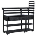 Solid Wood 62.3 Patio Kitchen Island Kitchen Cart With Stainless Table Top Garden Potting Bench With Raised Shelf And Drawers