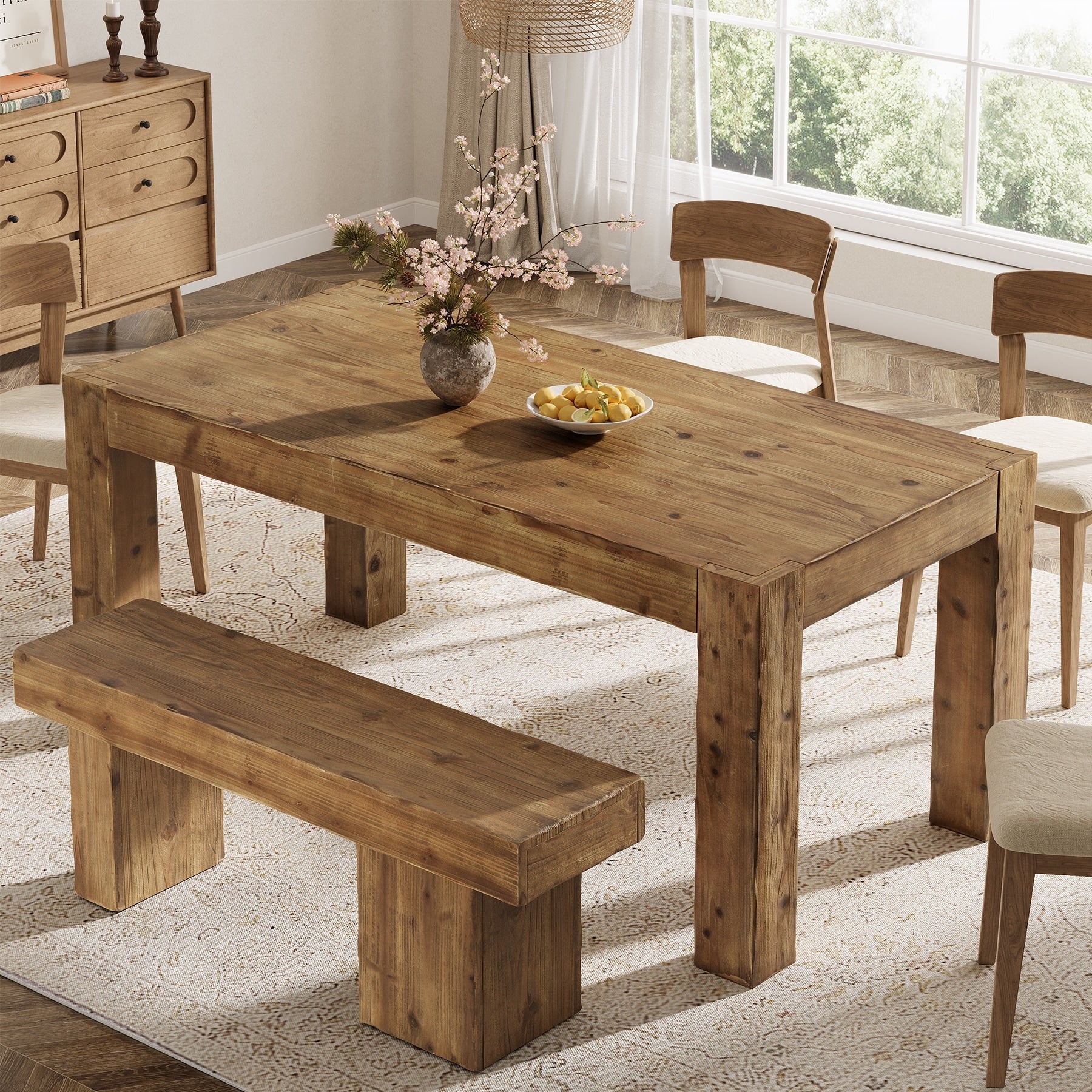 Solid Wood 63 Rectangular Dining Table For 4 6 31.5 D X 63 W X 29.92 H