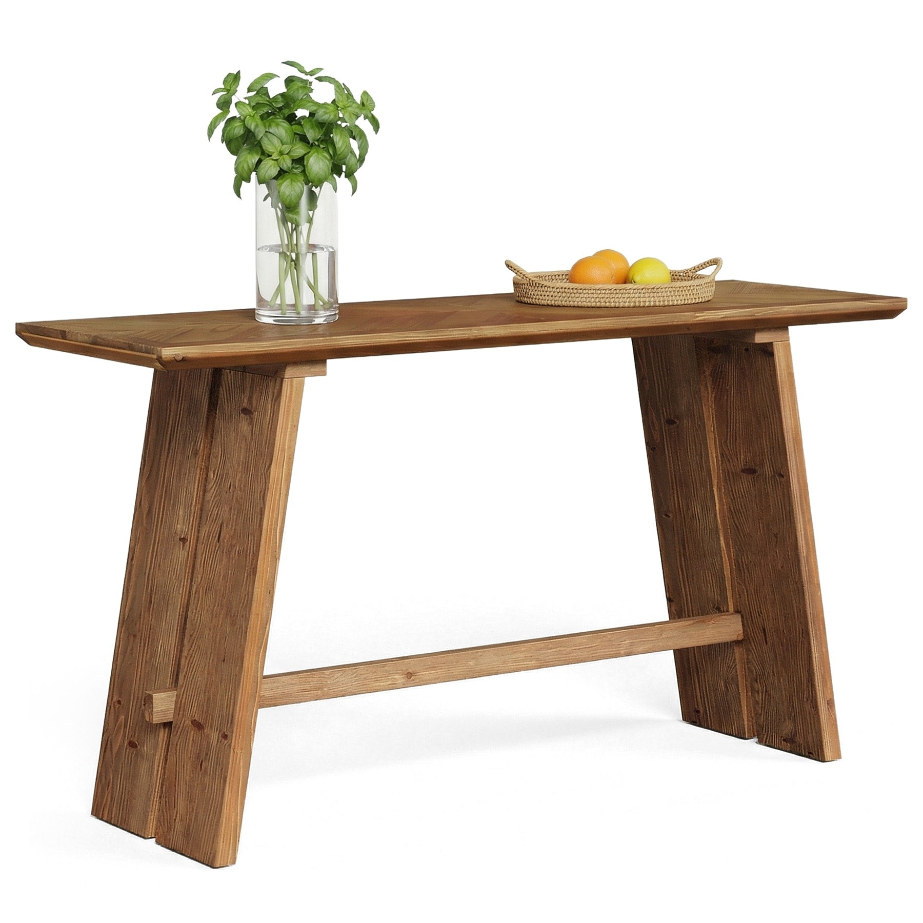 Solid Wood Bar Table 61 Counter Height Table With Parquet Design Tabletop