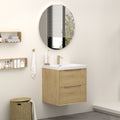 Solid Wood Bathroom Vanity With Integrated Resin Sink Handle Free Modern Design 24