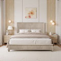 Solid Wood Bed Frame King Platform Bed Frame With Headboard Tall Headboard Natural Wood Bed No Box Spring Needed