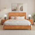 Solid Wood Bed Frame King Platform Bed Frame With Headboard Tall Headboard Natural Wood Bed No Box Spring Needed