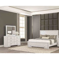 Solid Wood Classic 3Pc Bed Dresser Mirror Rustic White Finish Bedroom Set