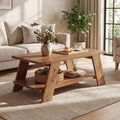 Solid Wood Coffee Table For Living Room 47 Inch Center Table With Stroage 47.24 D X 23.62 W X 19.69 H