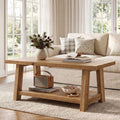 Solid Wood Coffee Table For Living Room 47.2 Farmhouse Center Table 23.6 L X 47.2 W X 19.7 H