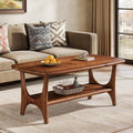Solid Wood Coffee Table 47.24 Inch Mid Century Modern Rectangle Center Table