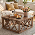 Solid Wood Coffee Tables For Living Room 39.4 Inch Square Center Table With Sturdy Base 39.4 L X 39.4 W X 19.7 H