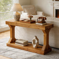 Solid Wood Console Table With Storage Shelf Farmhouse Wooden Entryway Sofa Table Behind Couch