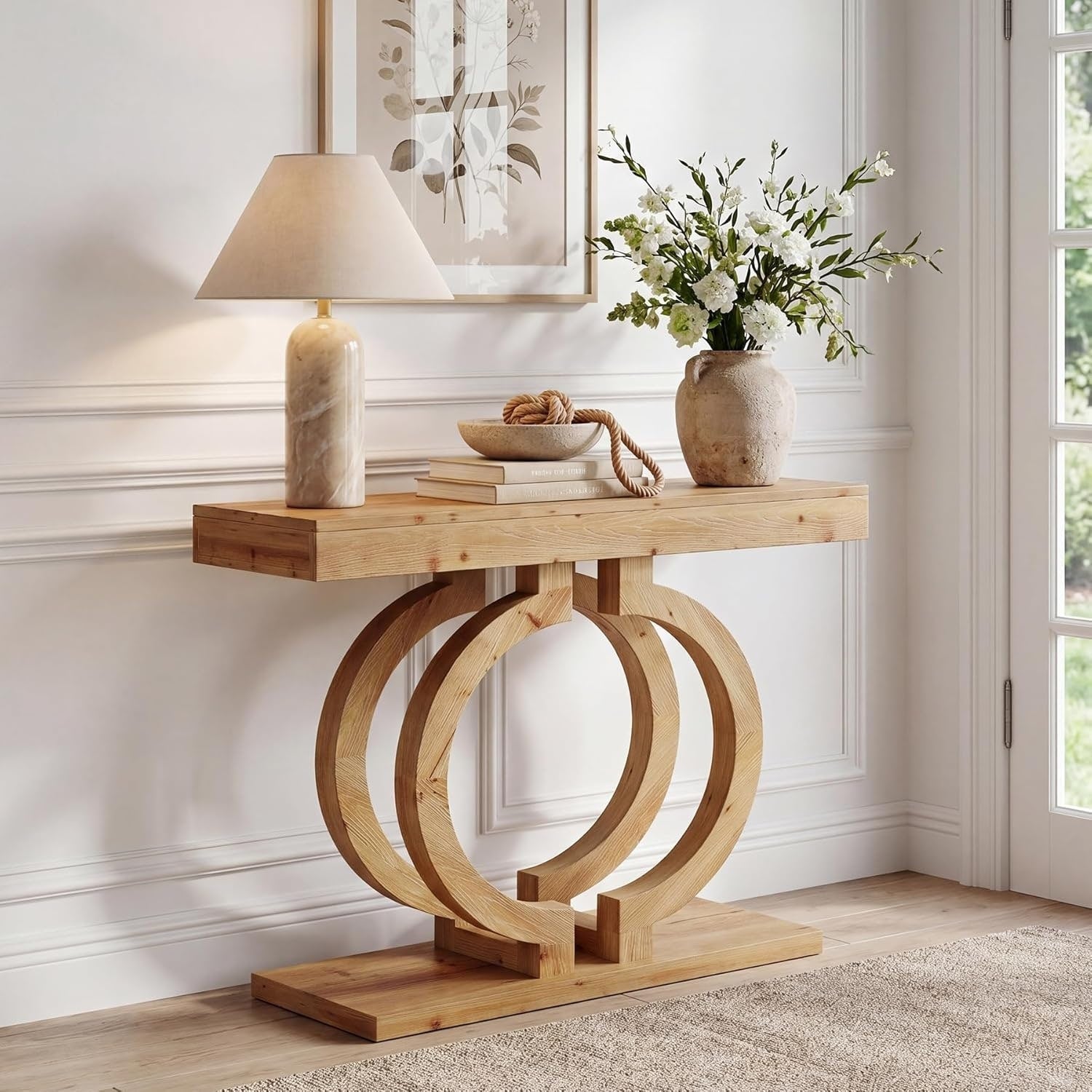 Solid Wood Console Table 43.3 Natural Wood Entryway Table Narrow Sofa Table For Hallway 43.31 L 13.78 W 33.5 H
