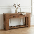 Solid Wood Console Table 63 Inch Long Entryway Sofa Table With Drawers For Hallway Entrance And Living Room