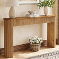 Solid Wood Console Table 63 Fluted Entryway Table For Hallway Foyer Living Room 63 L X 11.8 W X 33.5 H