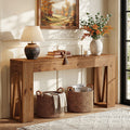 Solid Wood Console Table 63 Long Farmhouse Entryway Table For Living Room Narrow Rectangle Sofa Console For Hallway Entrance