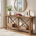 Solid Wood Console Table Farmhouse Narrow Sofa Table For Living Room