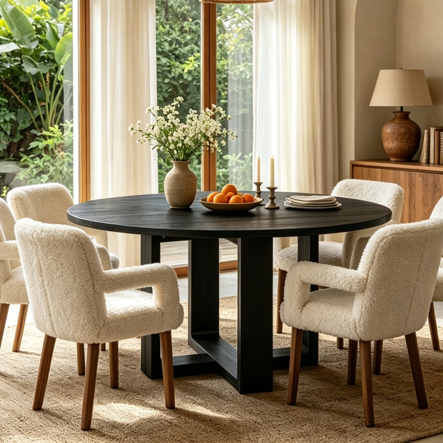 Solid Wood Dining Table For 6 People 47.24 Round Kitchen Table For Dining Room