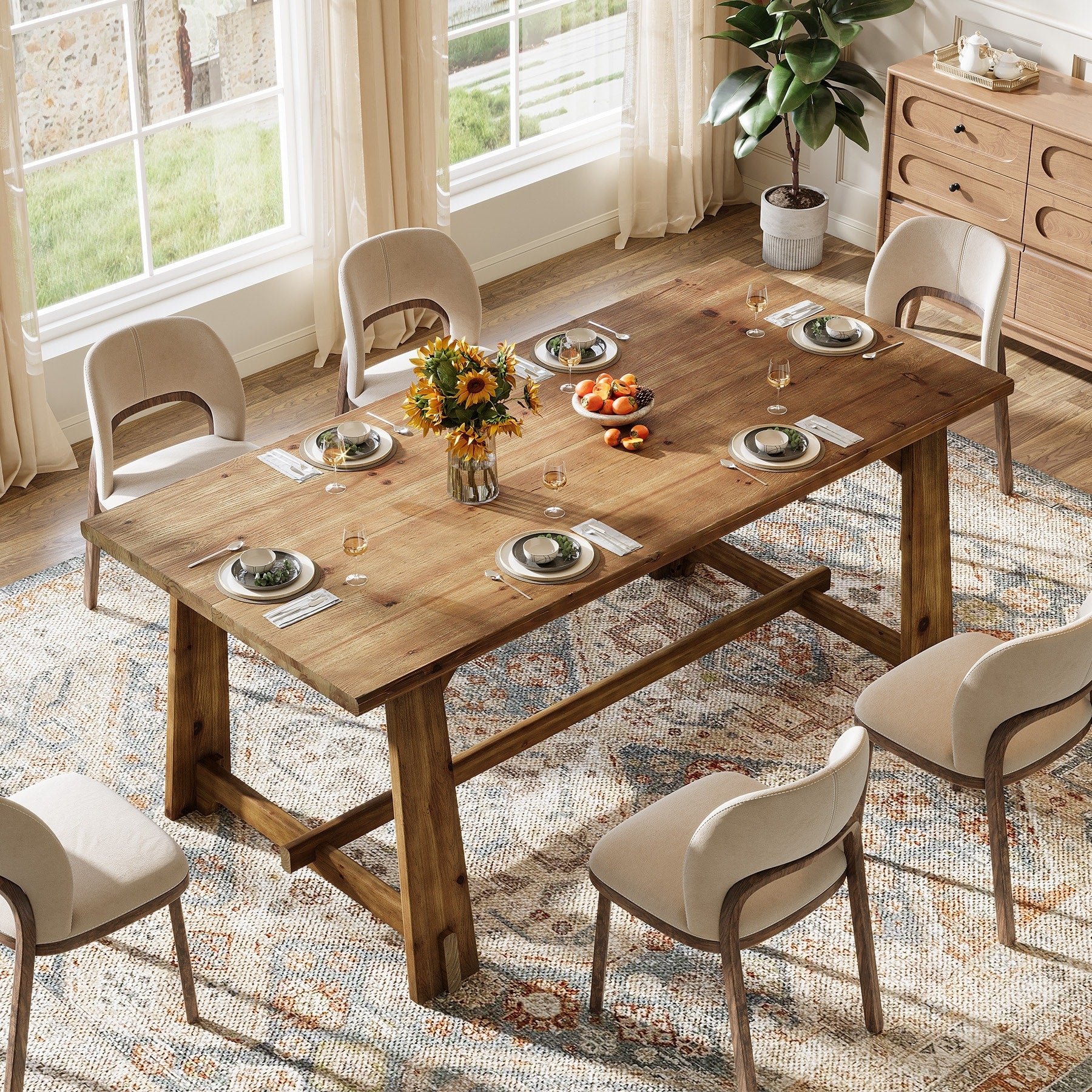 Solid Wood Dining Table For 6