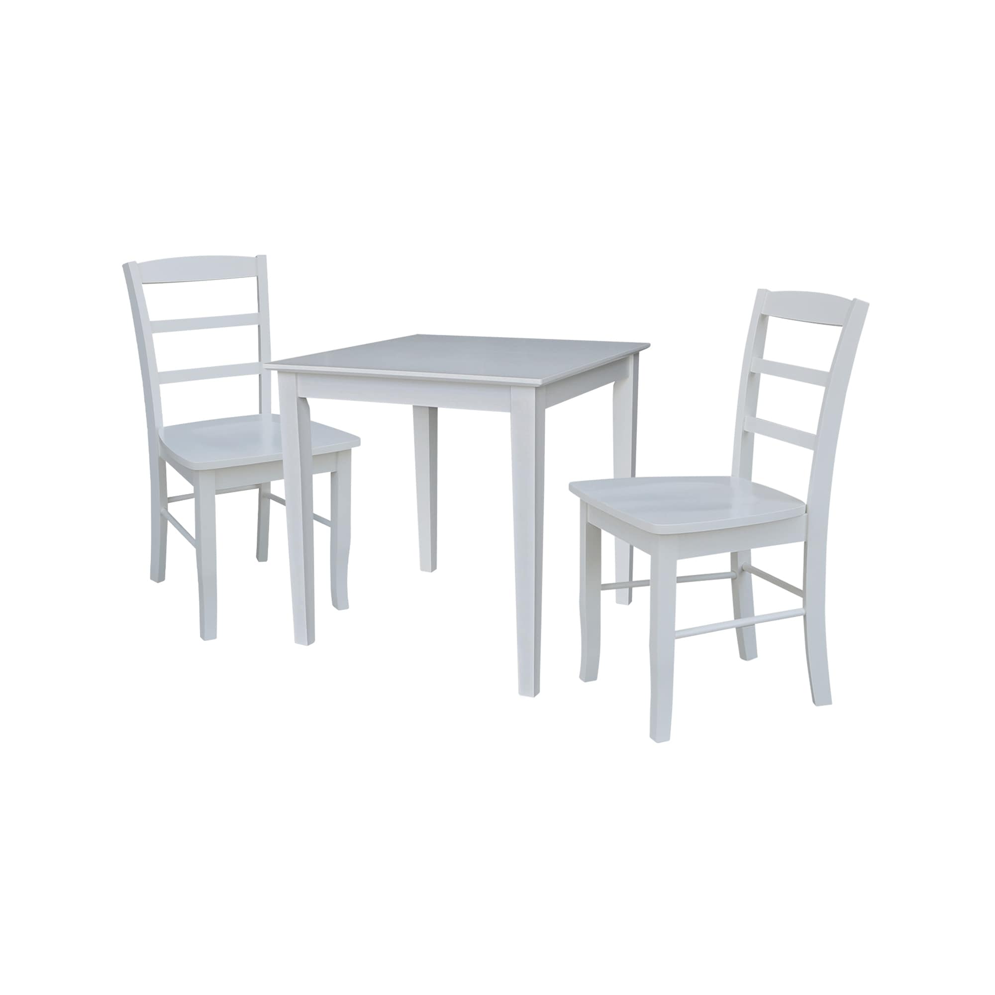 Solid Wood Dining Table With Two Madrid Chairs In White Set Of 3