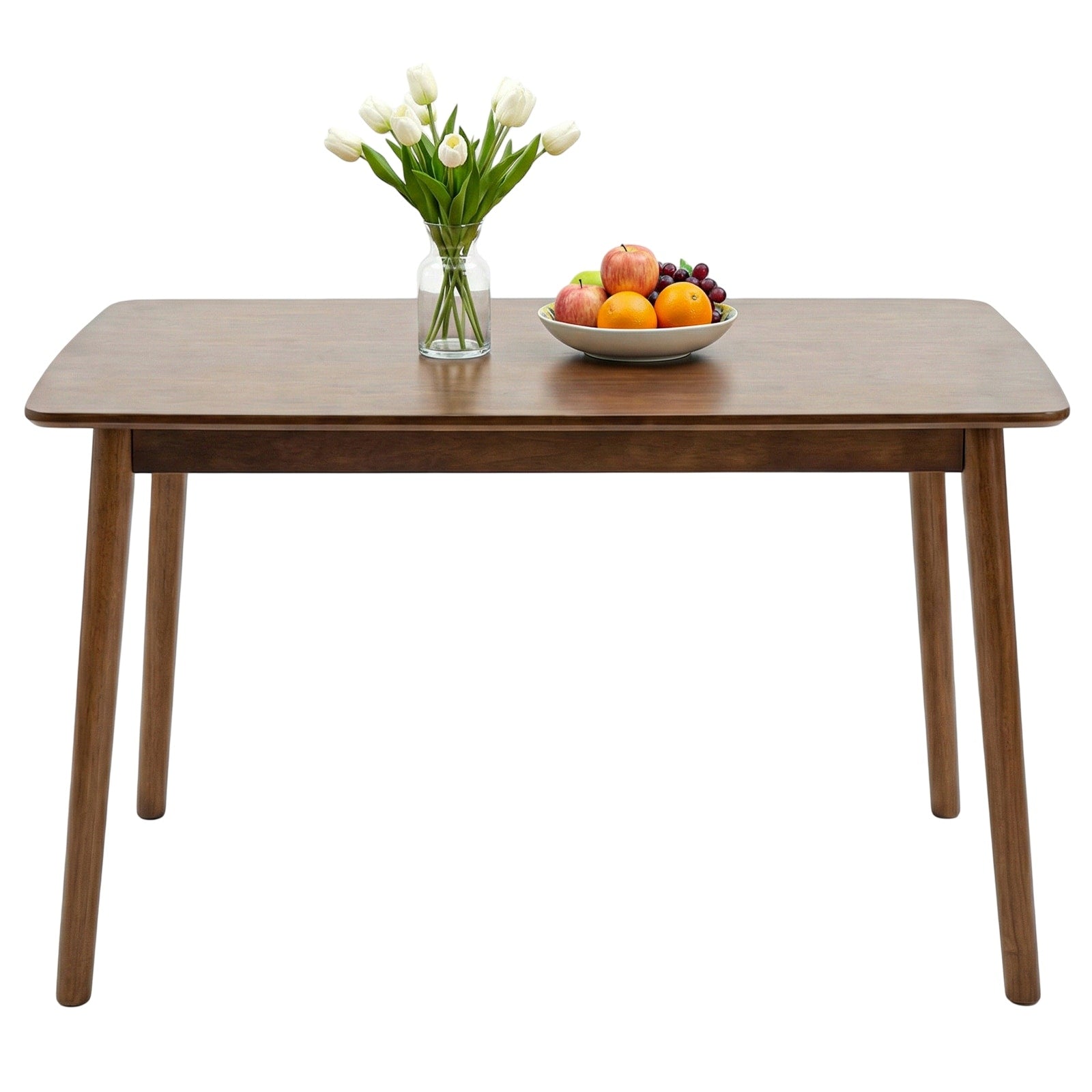 Solid Wood Dining Table 47 Rectangular Dining Table Mid Century Modern Kitchen Table With Rounded Corners Easy To Assemble