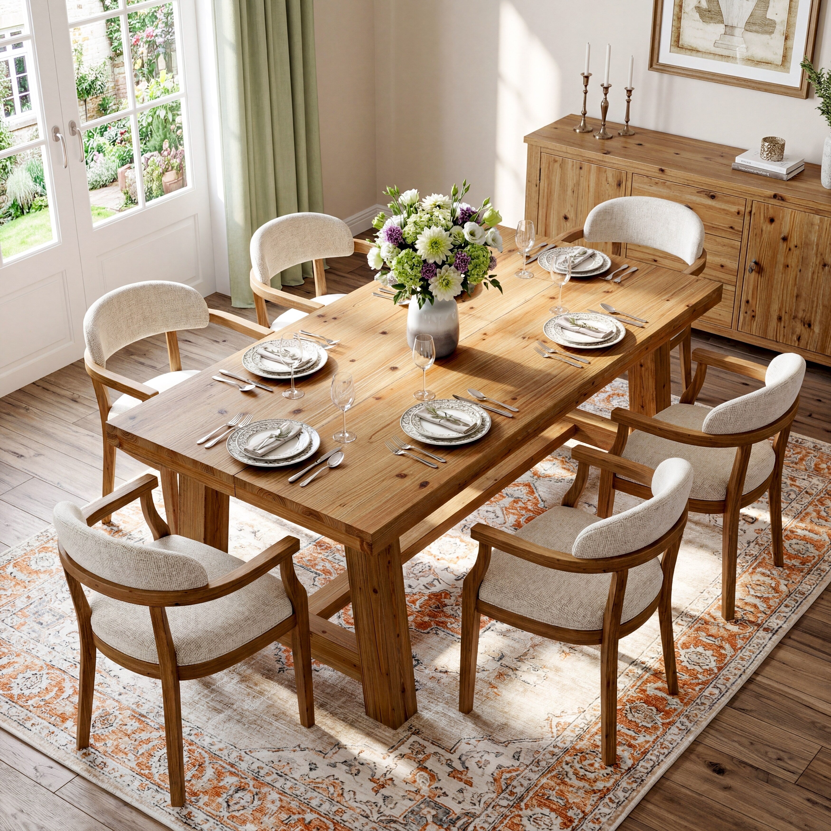 Solid Wood Dining Table 63 Inch Kitchen Table For 4 6 People